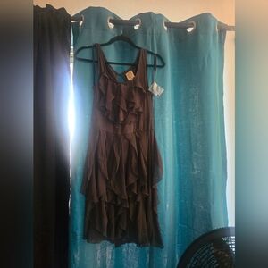 Brown High Low Sheath Cocktail Dress